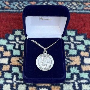 St. Paul Pray for Us Sterling Silver Religious Medal Necklace 18” Chain